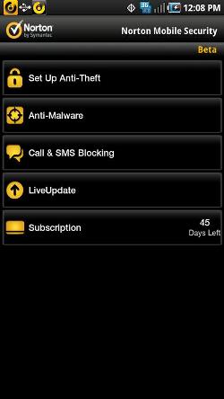 Norton Mobile Security (Beta) -screenshot