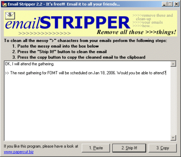 email stripper screnshot