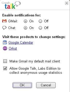 Google Talk Lab Edition - Notification Settings
